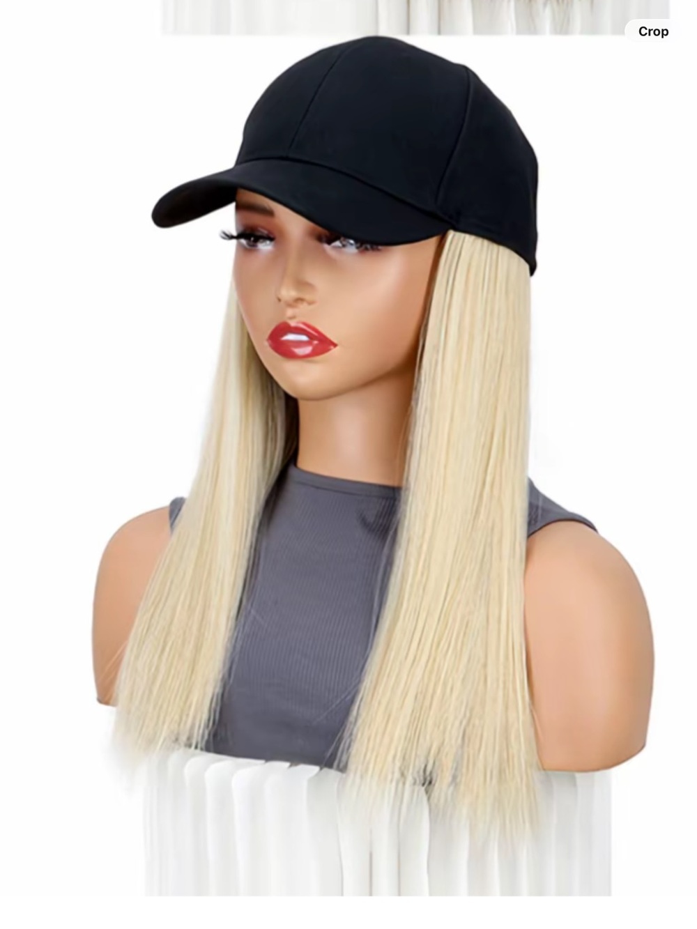 Black Baseball Cap Wig with Blonde Straight Hair Extension